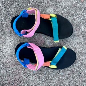 Teva Original Universal Rainbow Multi Color Block Festival Sandals Size 10